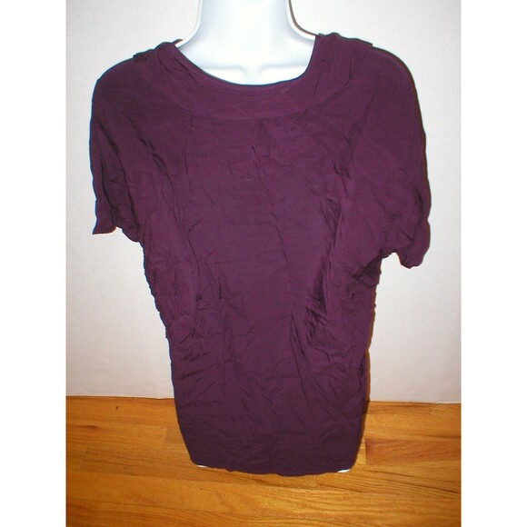 New Womens Express Top XS Dark Purple Small Nice Work School Blouse SS Viscose - Picture 5 of 10